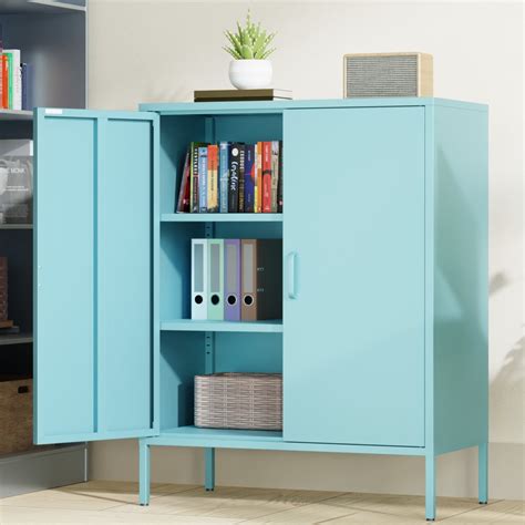 blue metal cabinets